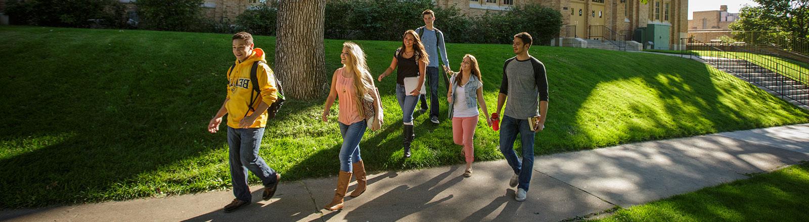 Students walking on campus